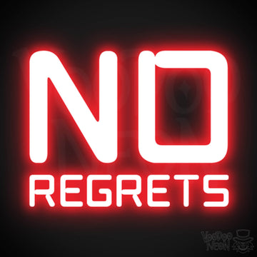 No Regrets Neon Sign - Neon No Regrets Sign - Wall Art - Color Red