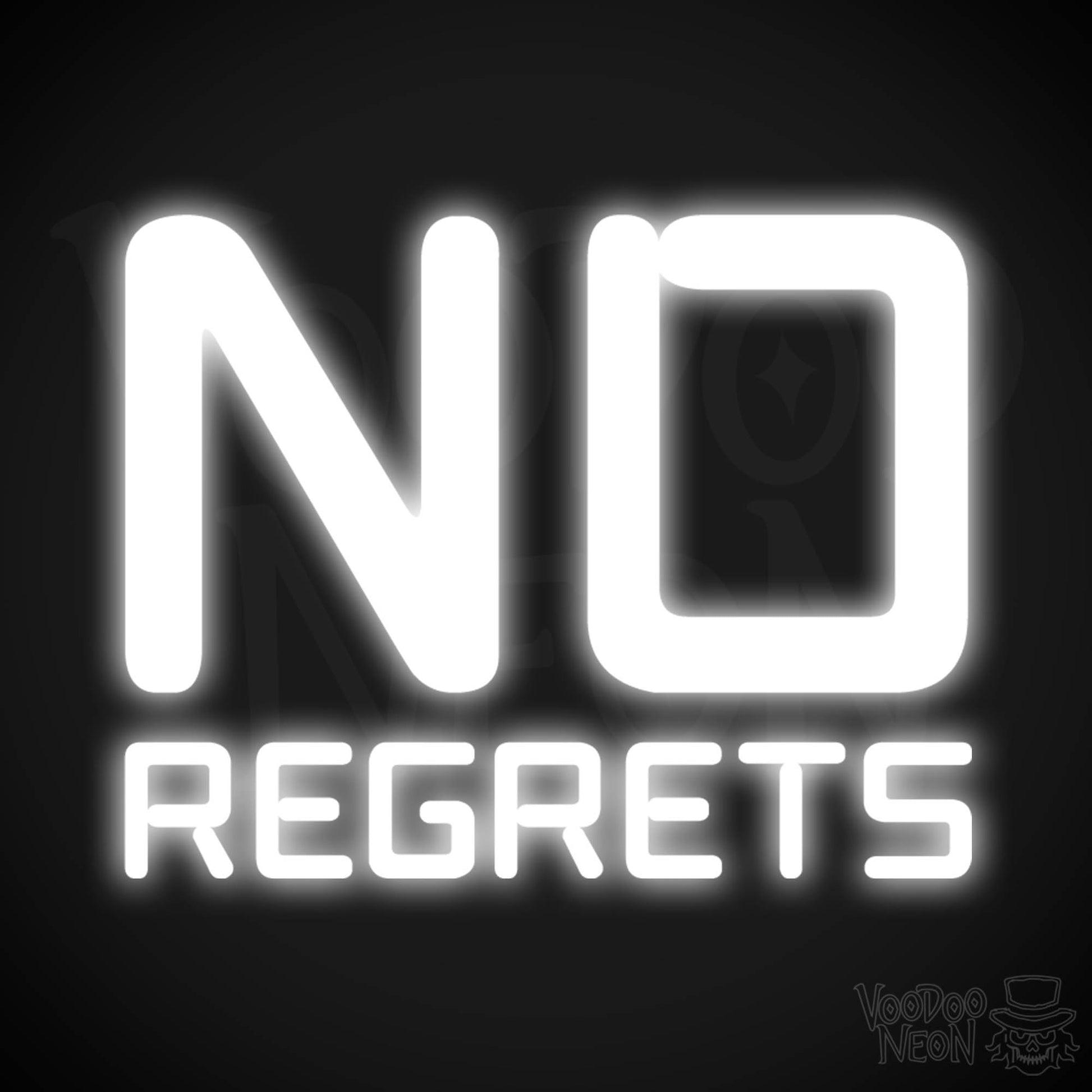 No Regrets Neon Sign - Neon No Regrets Sign - Wall Art - Color White