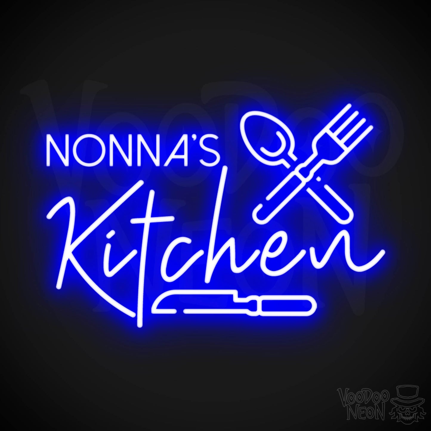 Nonna's Kitchen Neon Sign - Neon Nona's Kitchen Sign - Wall Art - Color Dark Blue