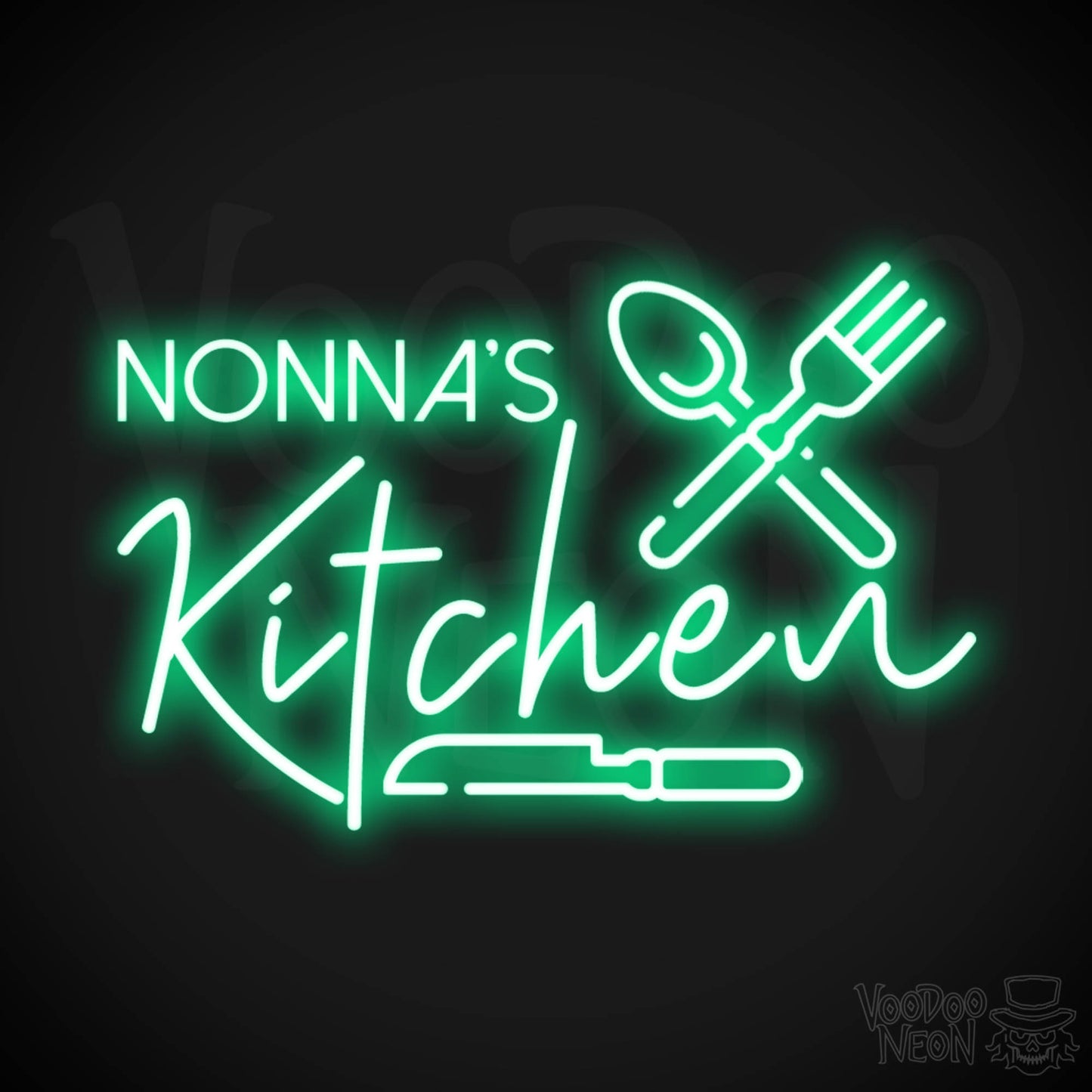 Nonna's Kitchen Neon Sign - Neon Nona's Kitchen Sign - Wall Art - Color Green