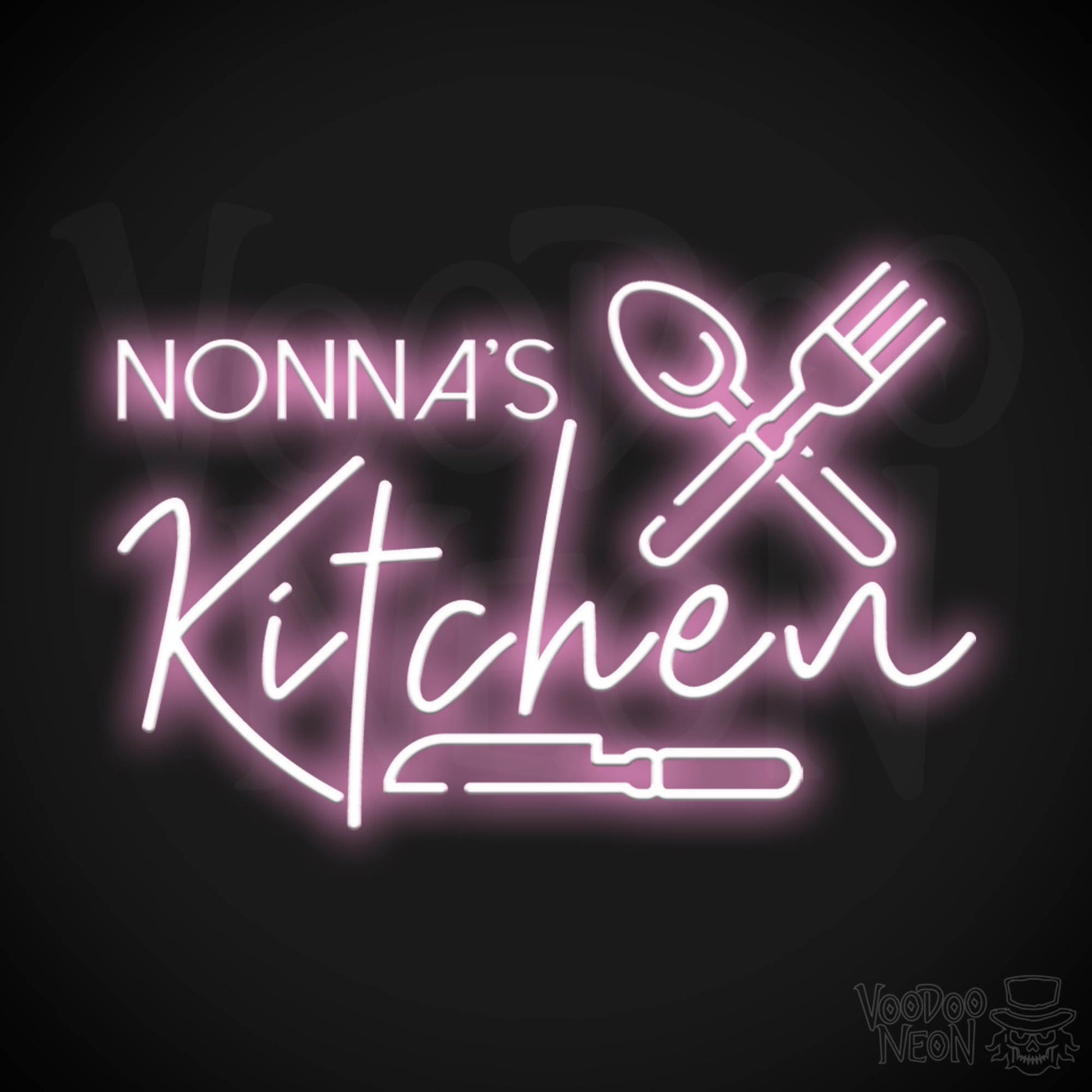 Nonna's Kitchen Neon Sign - Neon Nona's Kitchen Sign - Wall Art - Color Light Pink