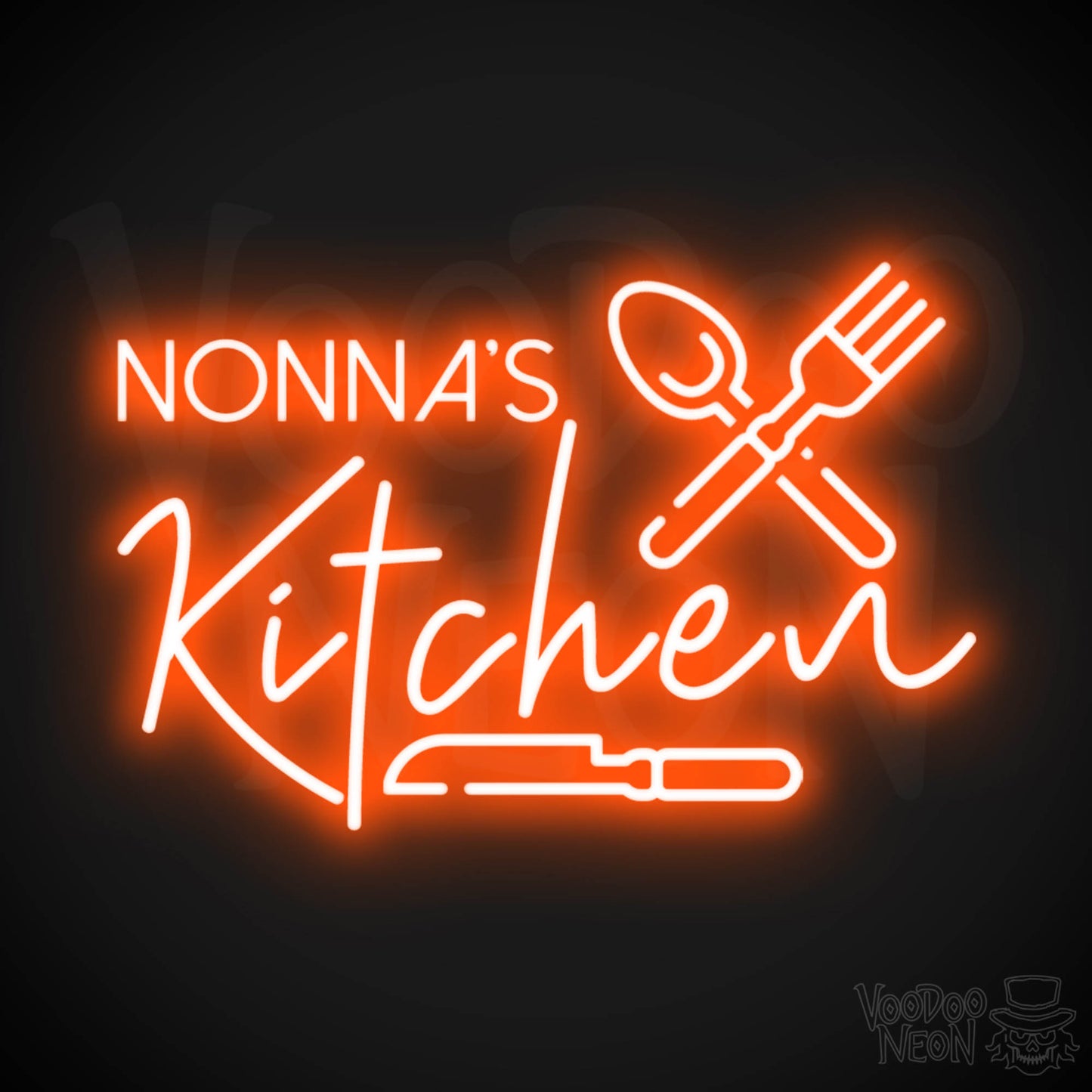 Nonna's Kitchen Neon Sign - Neon Nona's Kitchen Sign - Wall Art - Color Orange