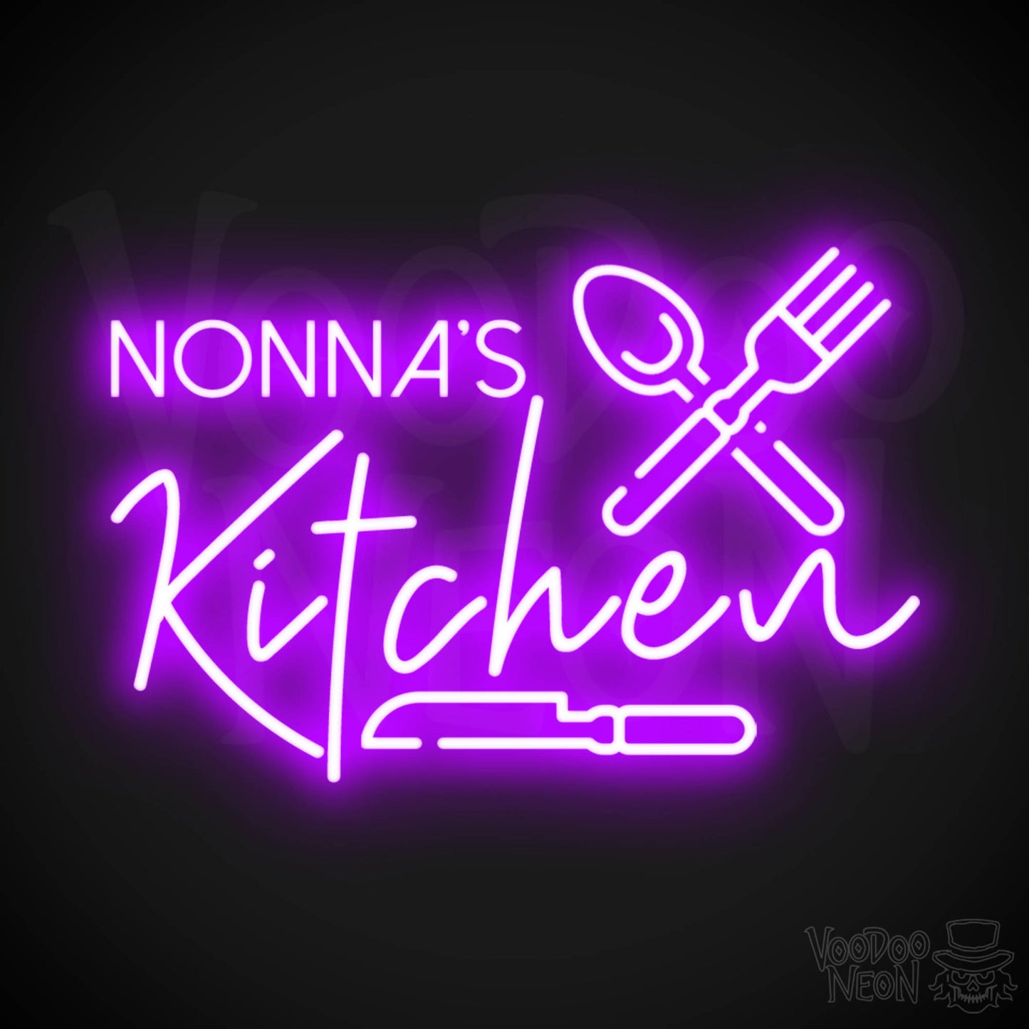 Nonna's Kitchen Neon Sign - Neon Nona's Kitchen Sign - Wall Art - Color Purple