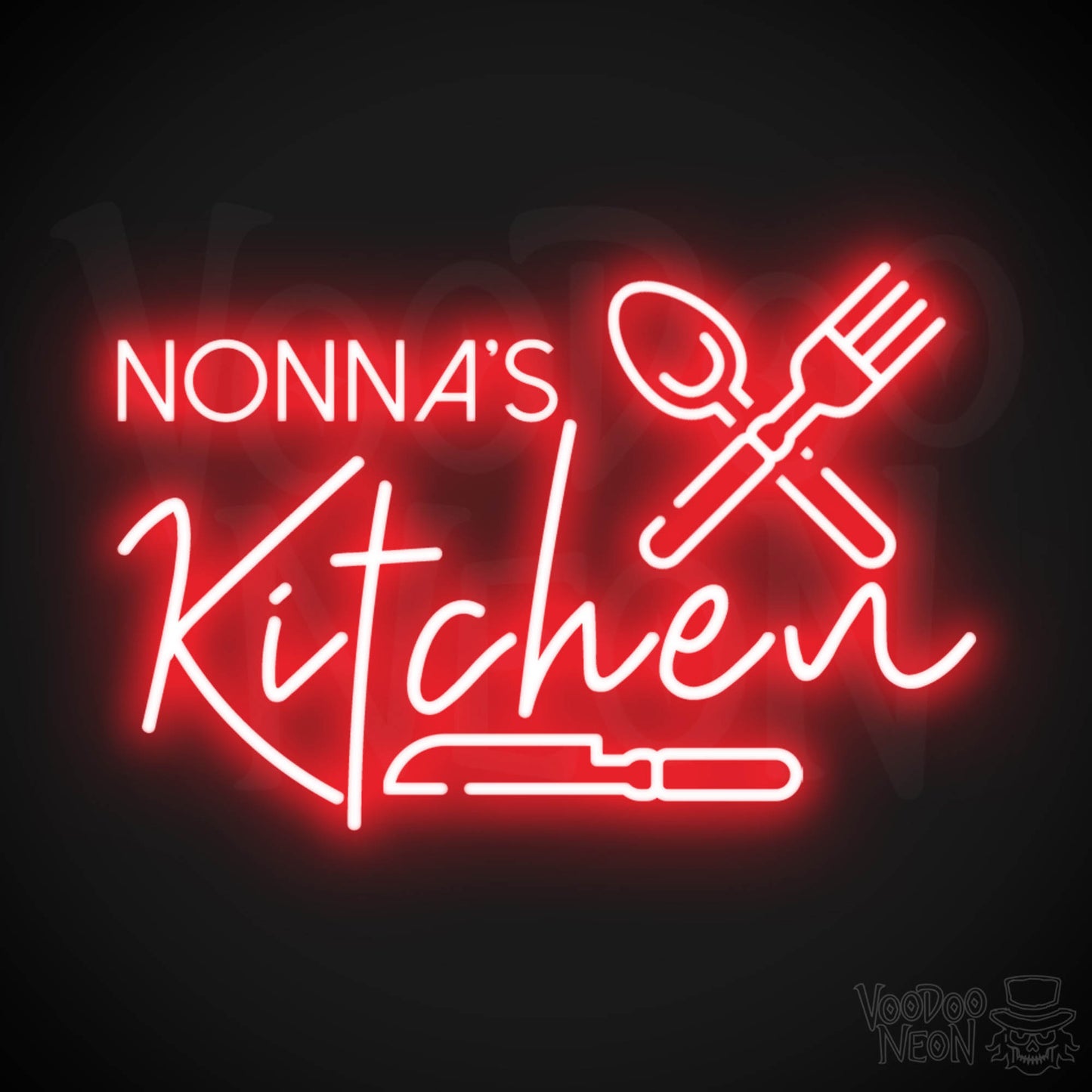 Nonna's Kitchen Neon Sign - Neon Nona's Kitchen Sign - Wall Art - Color Red