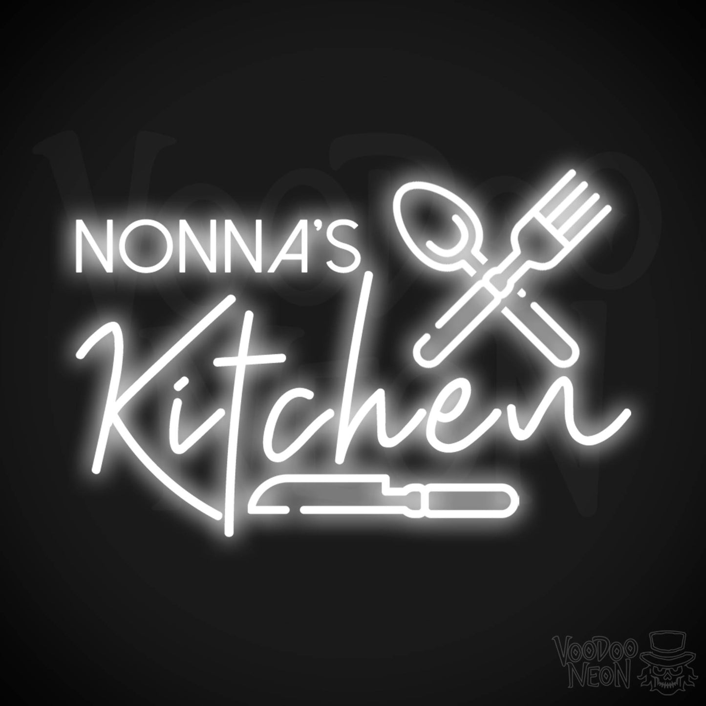Nonna's Kitchen Neon Sign - Neon Nona's Kitchen Sign - Wall Art - Color White