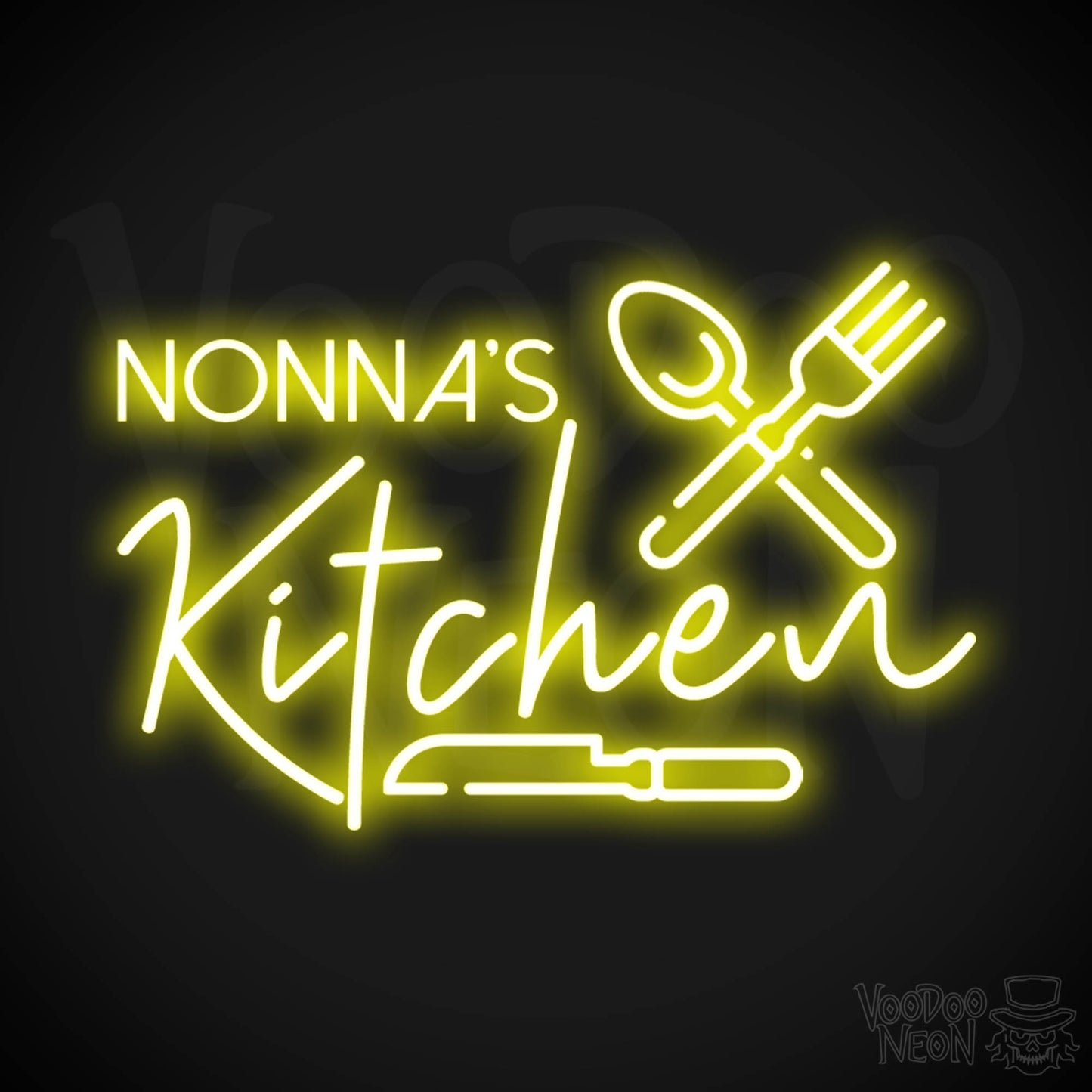 Nonna's Kitchen Neon Sign - Neon Nona's Kitchen Sign - Wall Art - Color Yellow