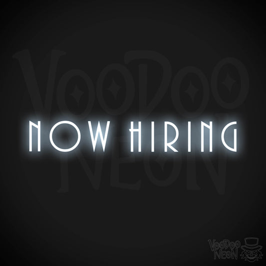 Now Hiring Neon Sign - Neon Now Hiring Sign - Business Sign - Color Cool White
