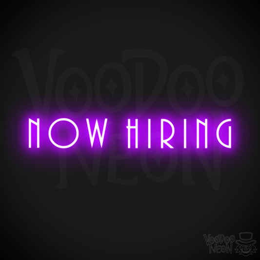 Now Hiring Neon Sign - Neon Now Hiring Sign - Business Sign - Color Purple
