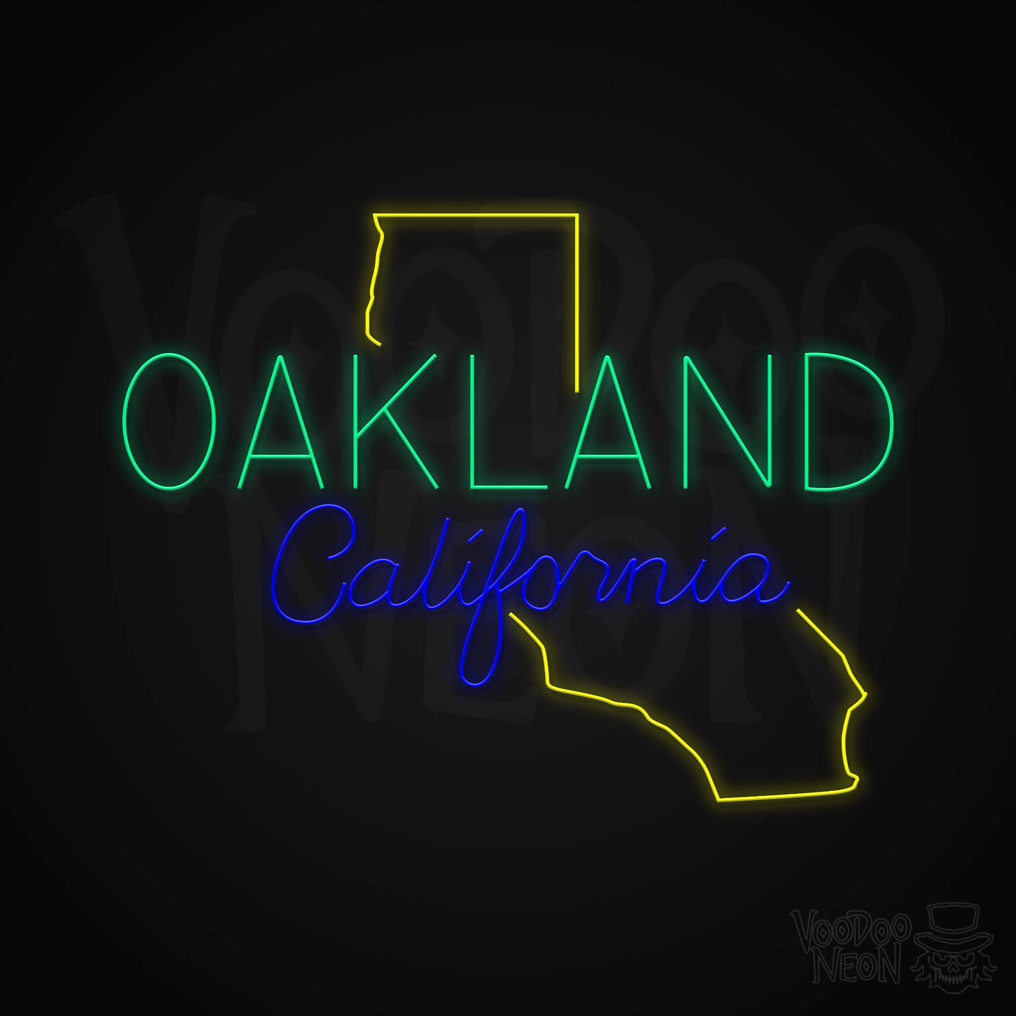 Oakland, California Neon Sign - Multi-Color