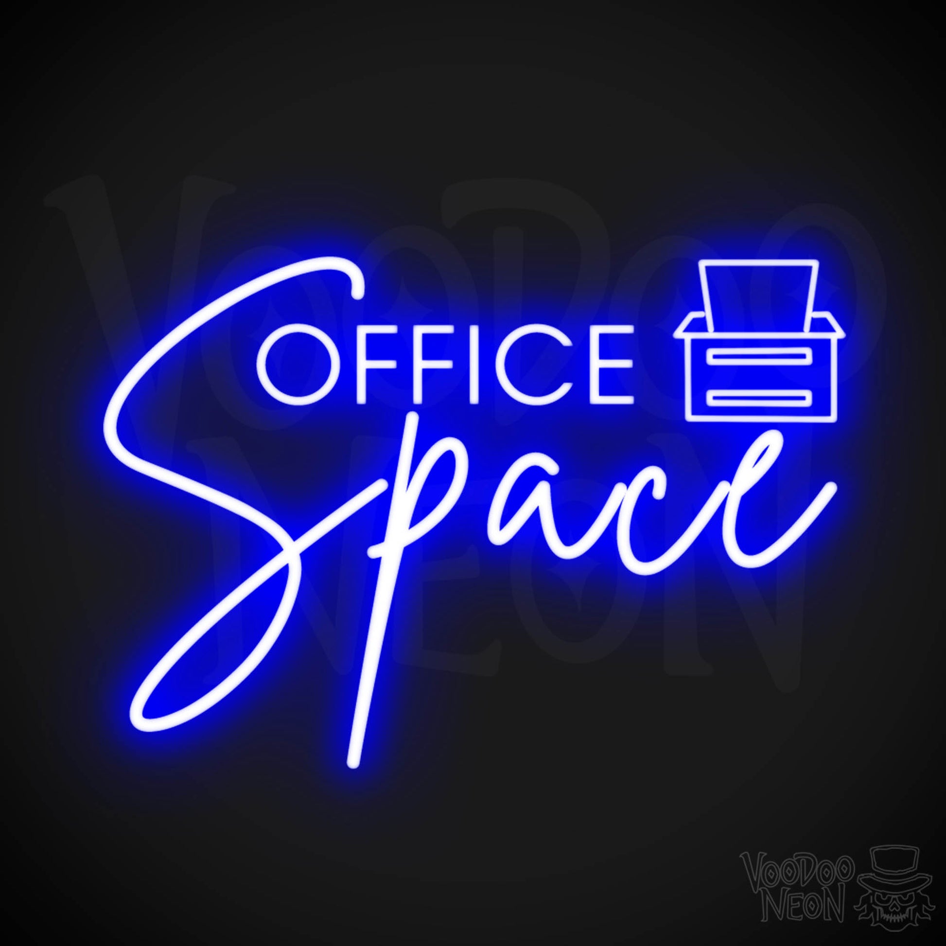 Office Space Neon Sign - Neon Office Space Sign - Color Dark Blue