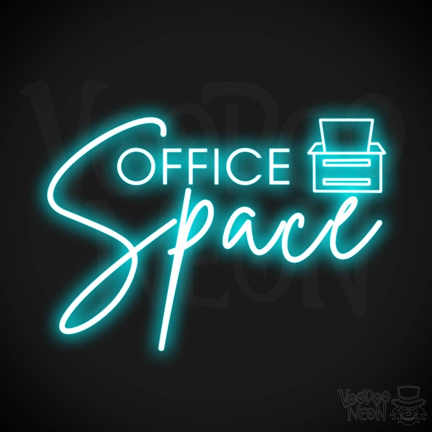 Office Space Neon Sign - Neon Office Space Sign - Color Ice Blue