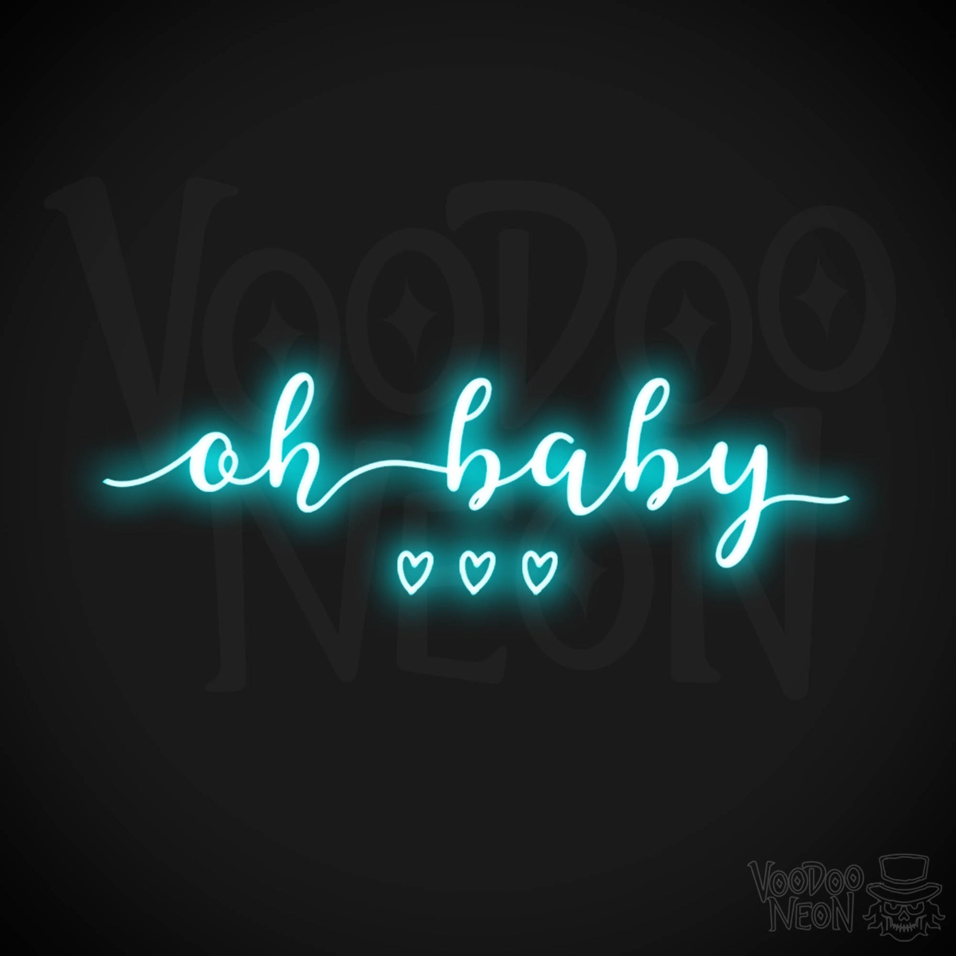 Oh Baby Neon Sign - Neon Oh Baby Sign - LED Wall Art - Color Ice Blue