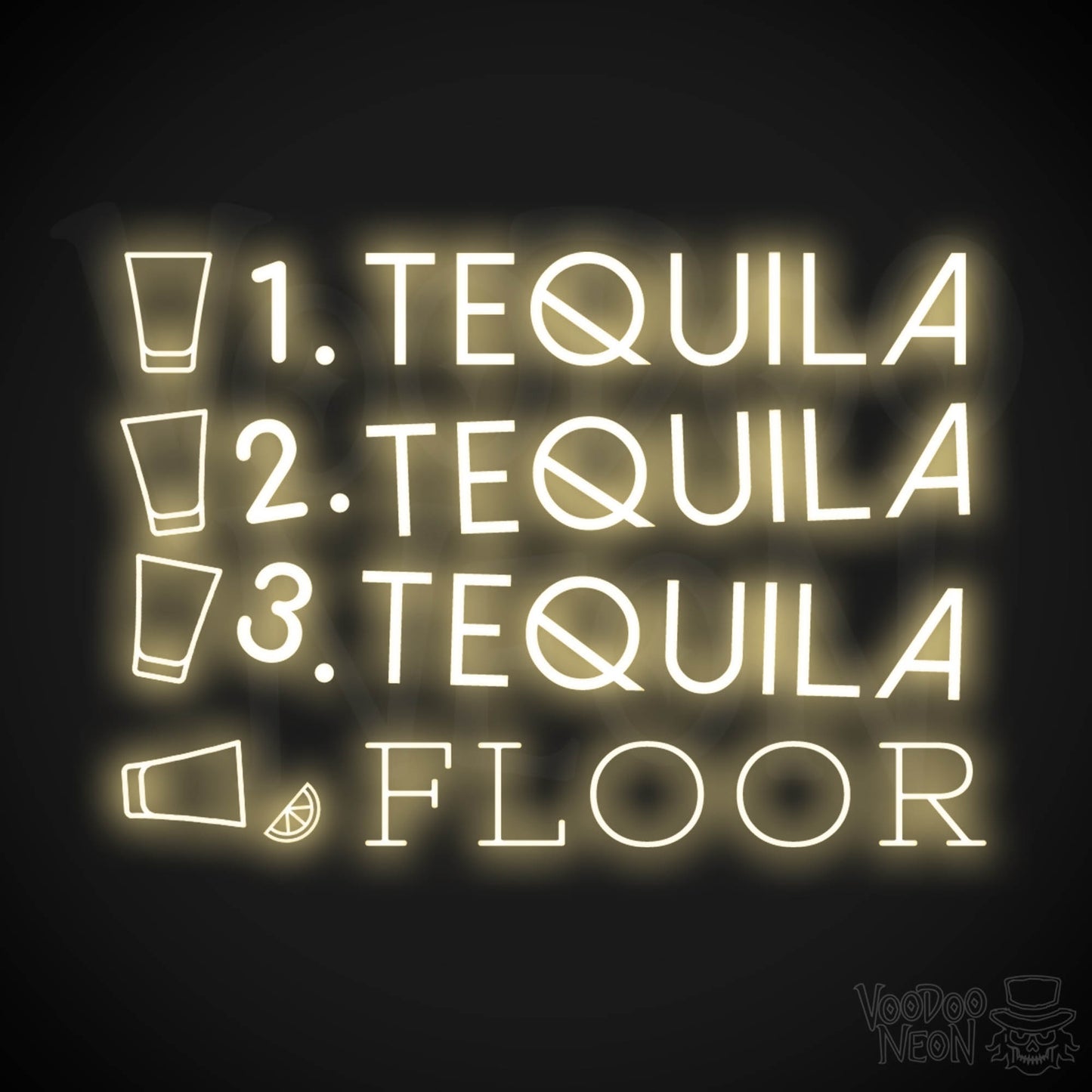 One Tequila Two Tequila Three Tequila Floor Neon sign - Neon Wall Art - Color Warm White