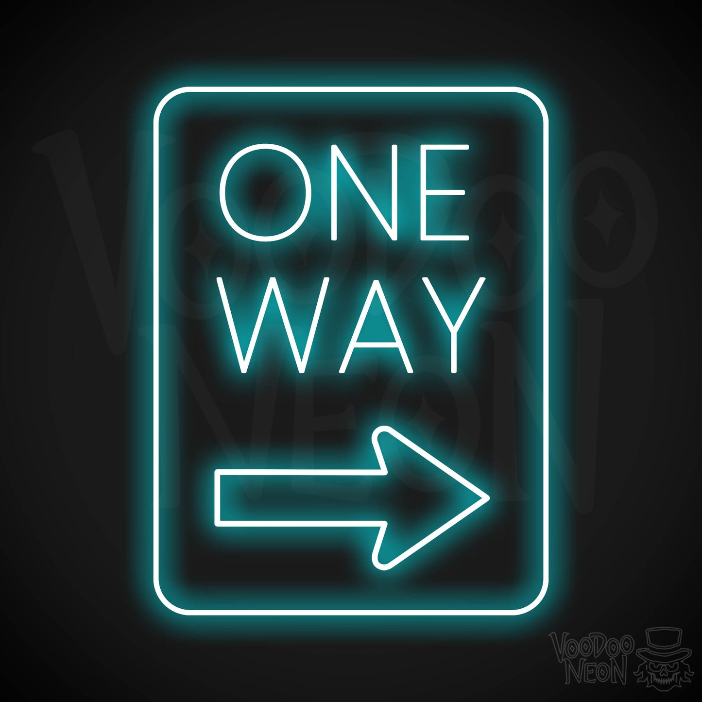 One Way Neon Sign - Ice Blue