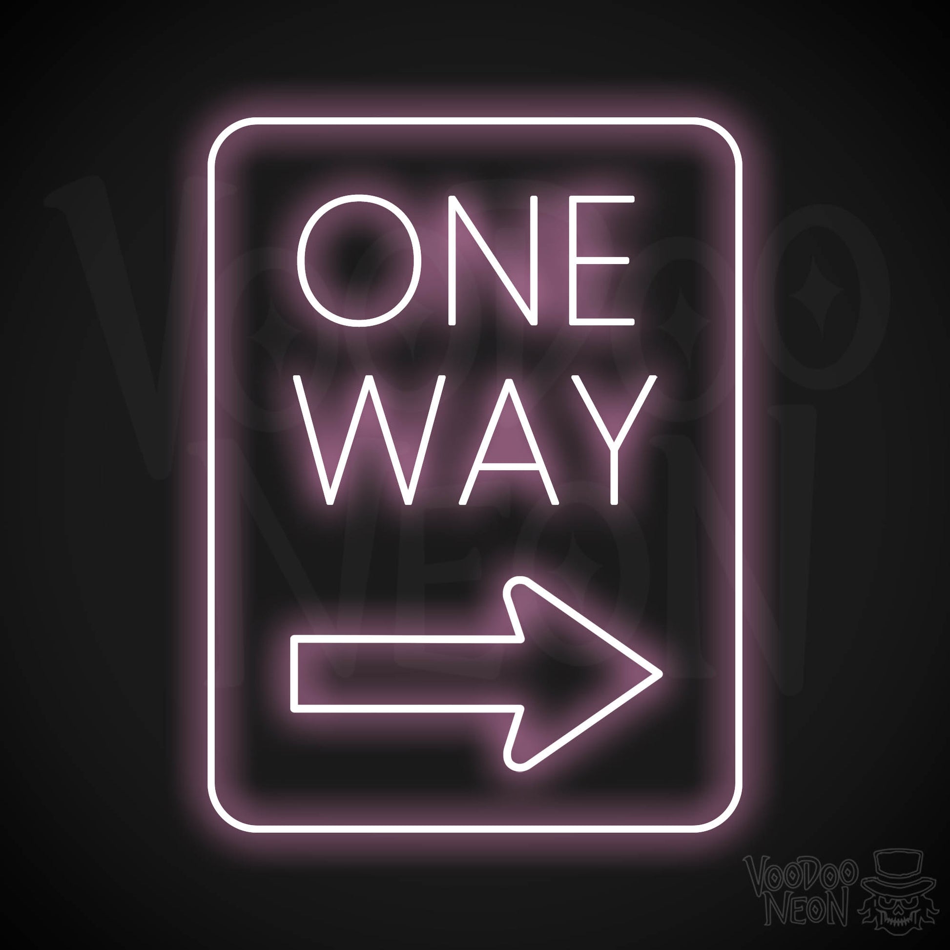 One Way Neon Sign - Light Pink