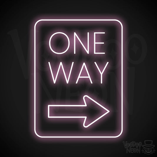 One Way Neon Sign - Light Pink