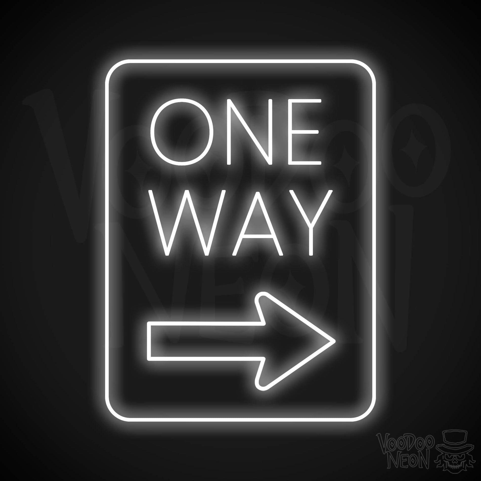 One Way Neon Sign - White