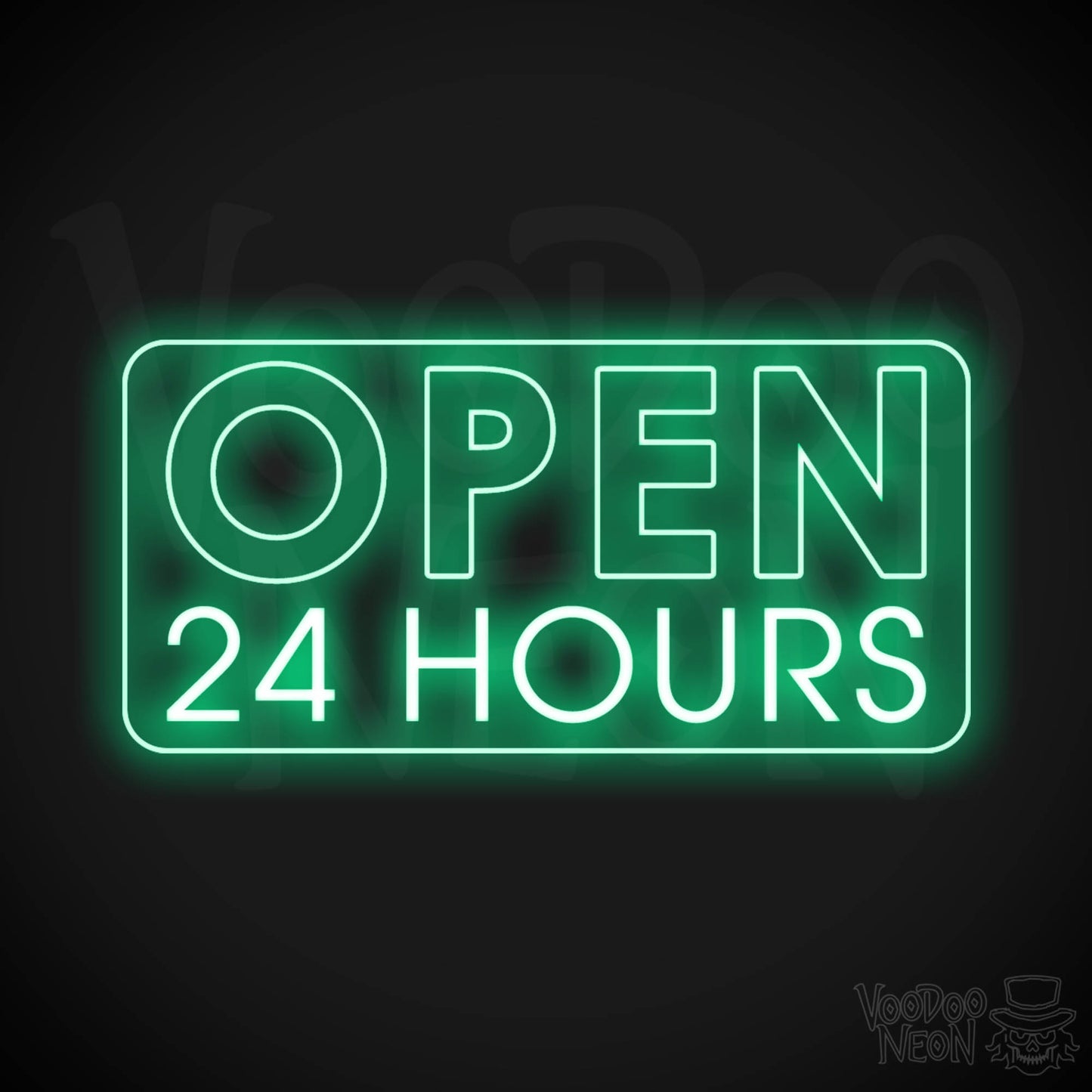 Open 24 Hours Neon Sign - Neon Open 24 Hours Sign - Shop Signs - Color Green