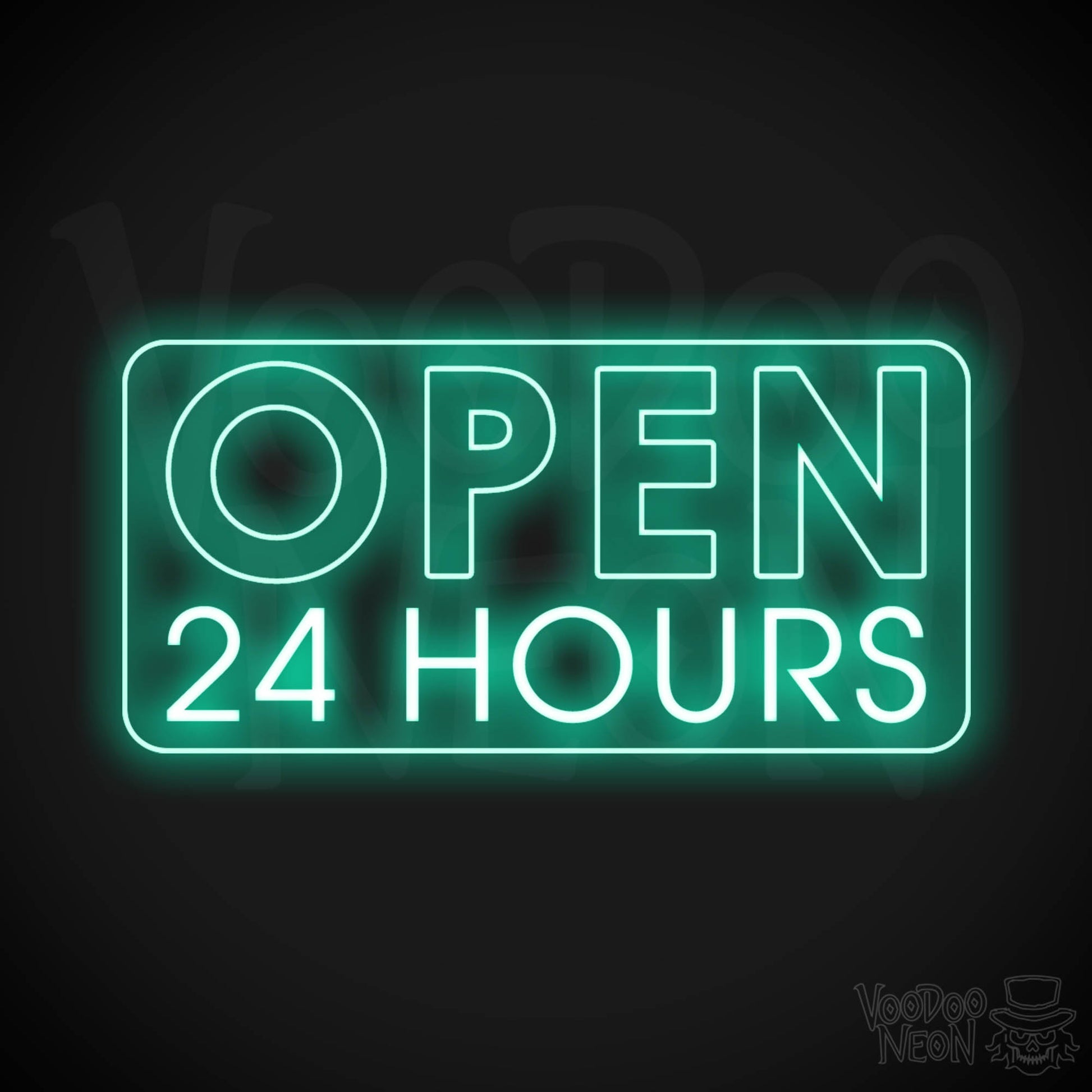 Open 24 Hours Neon Sign - Neon Open 24 Hours Sign - Shop Signs - Color Light Green