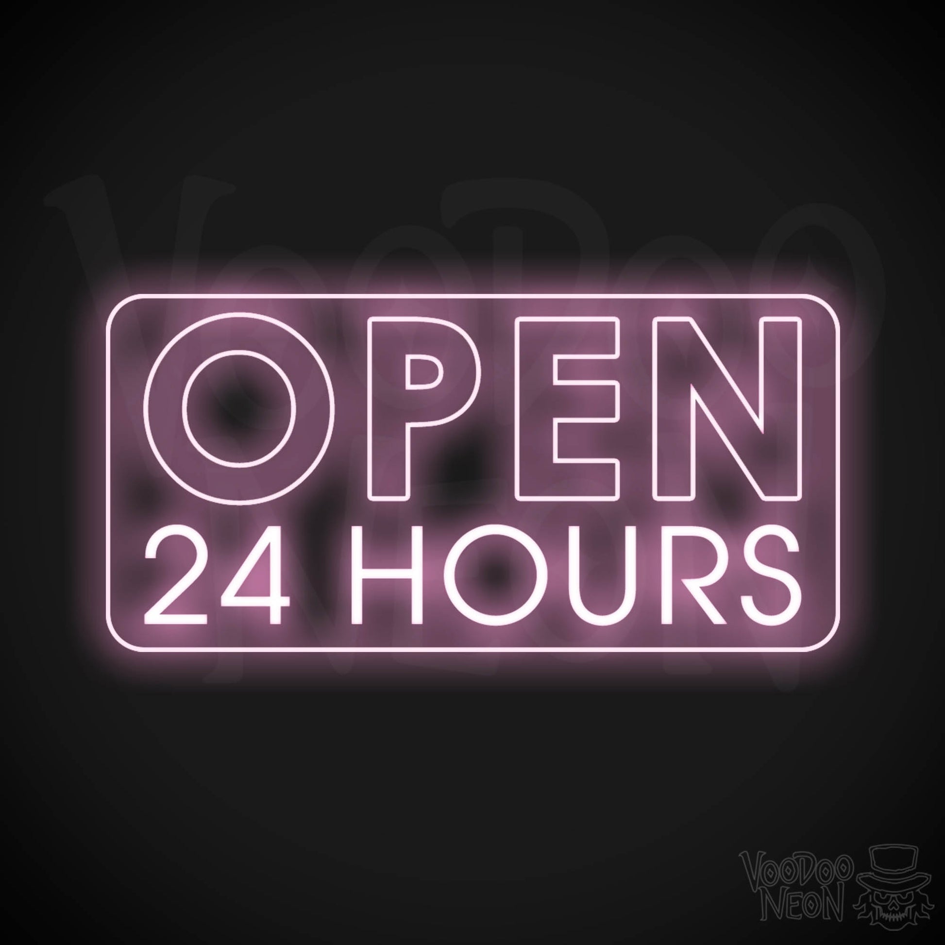 Open 24 Hours Neon Sign - Neon Open 24 Hours Sign - Shop Signs - Color Light Pink