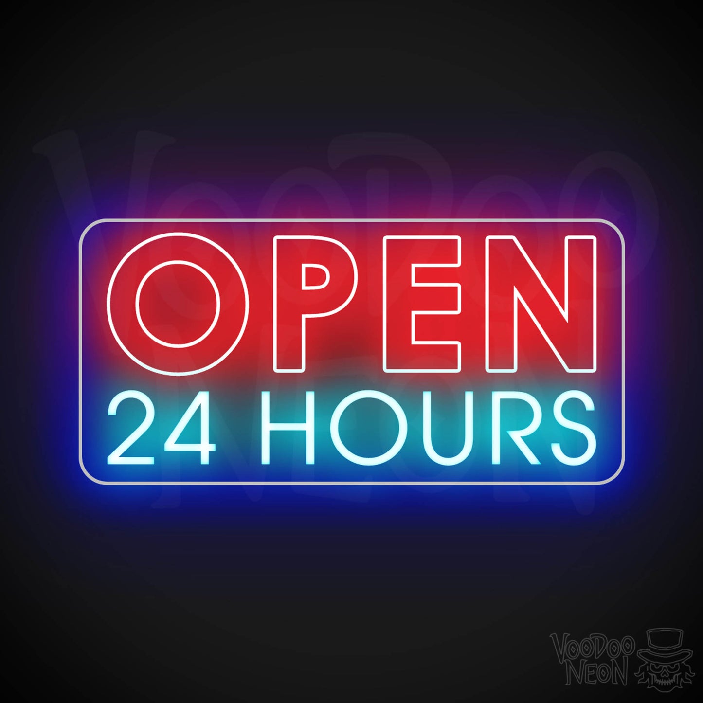 Open 24 Hours Neon Sign - Neon Open 24 Hours Sign - Shop Signs - Color Multi-Color
