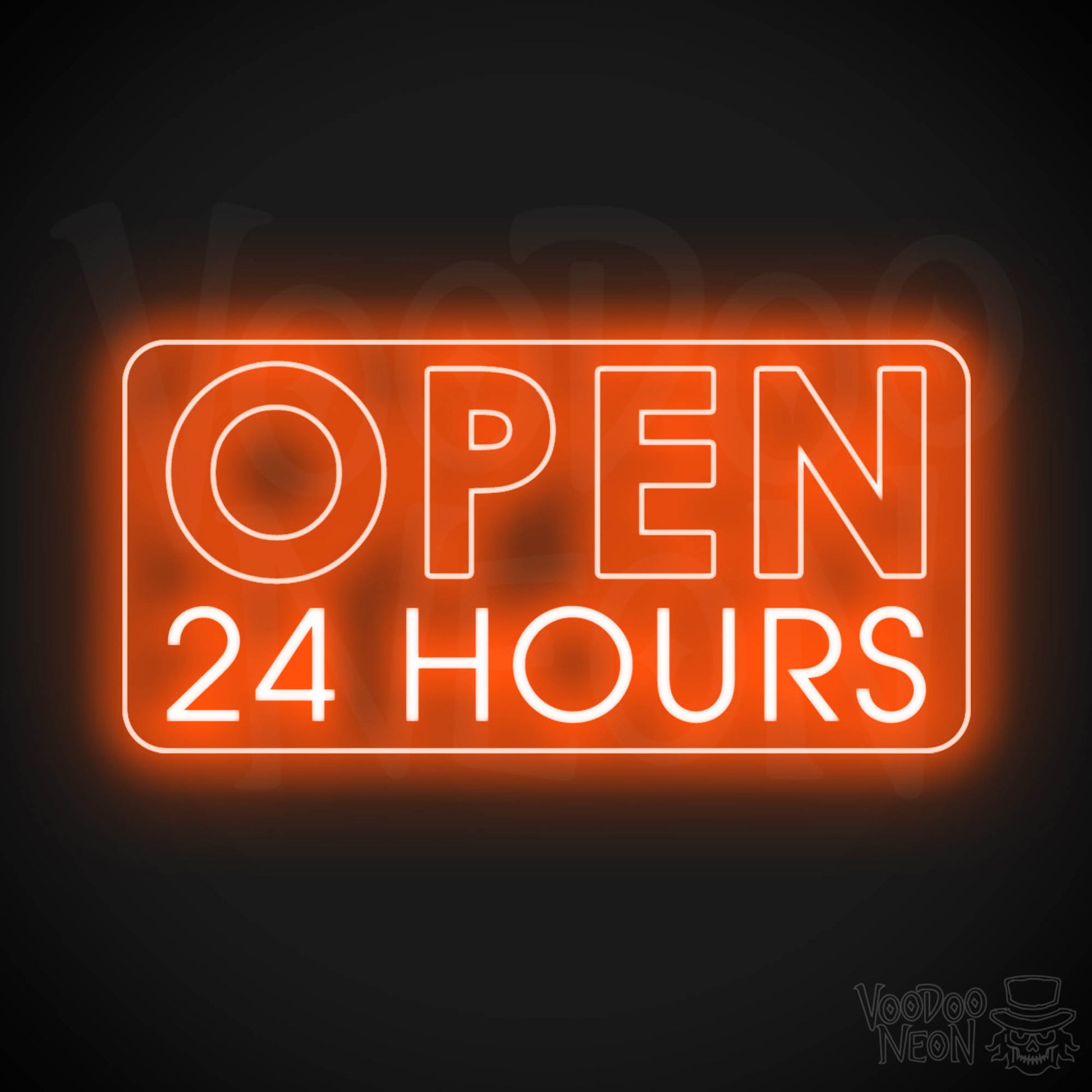Open 24 Hours Neon Sign - Neon Open 24 Hours Sign - Shop Signs - Color Orange
