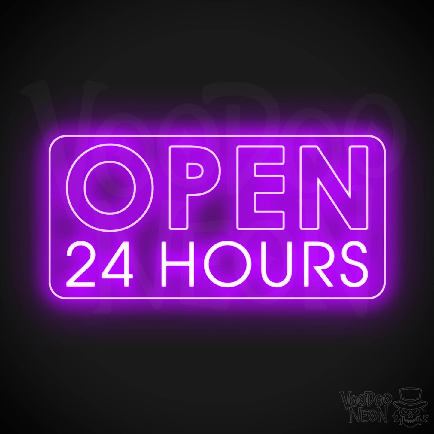 Open 24 Hours Neon Sign - Neon Open 24 Hours Sign - Shop Signs - Color Purple