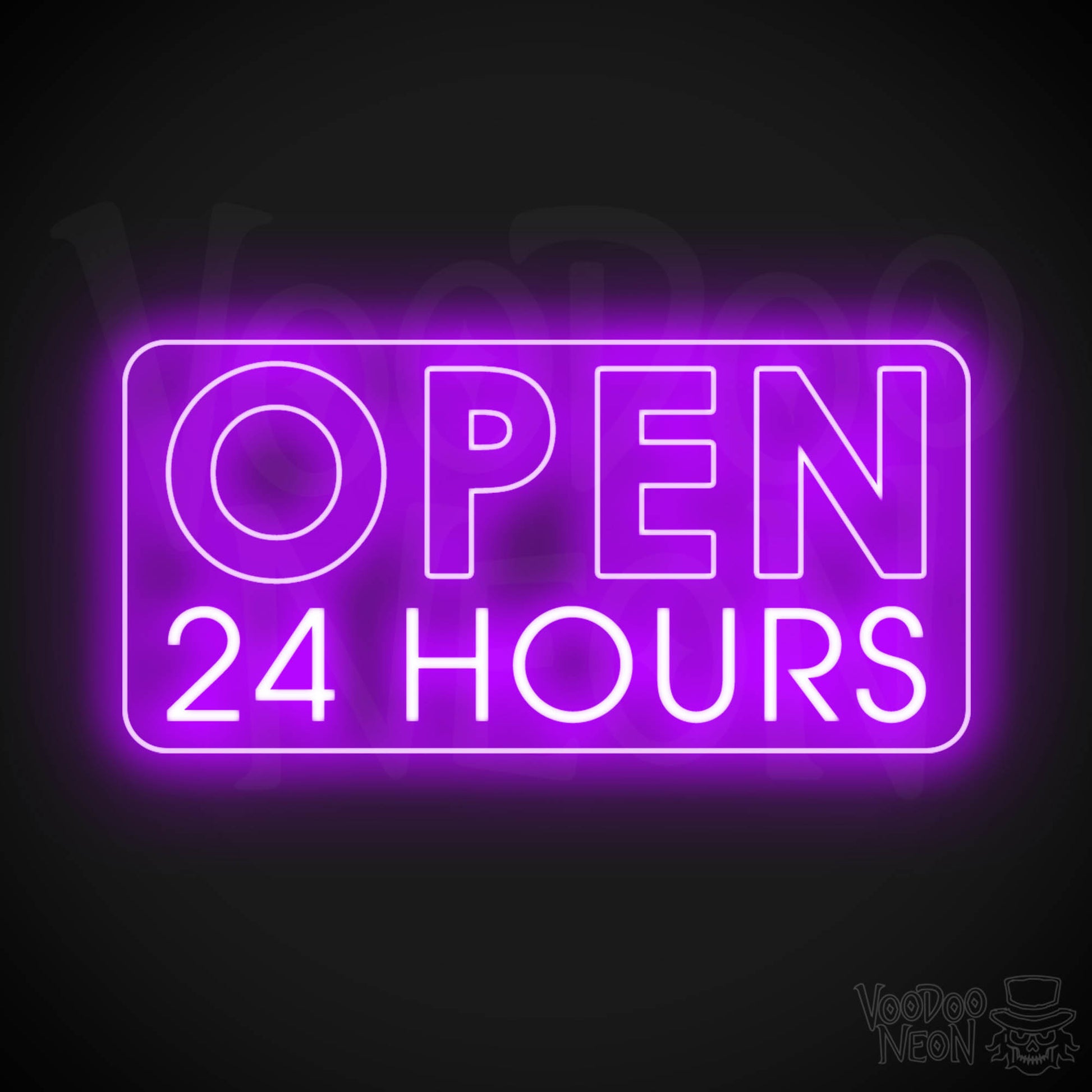 Open 24 Hours Neon Sign - Neon Open 24 Hours Sign - Shop Signs - Color Purple