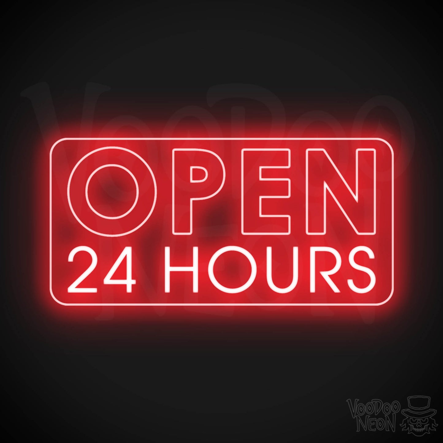 Open 24 Hours Neon Sign - Neon Open 24 Hours Sign - Shop Signs - Color Red