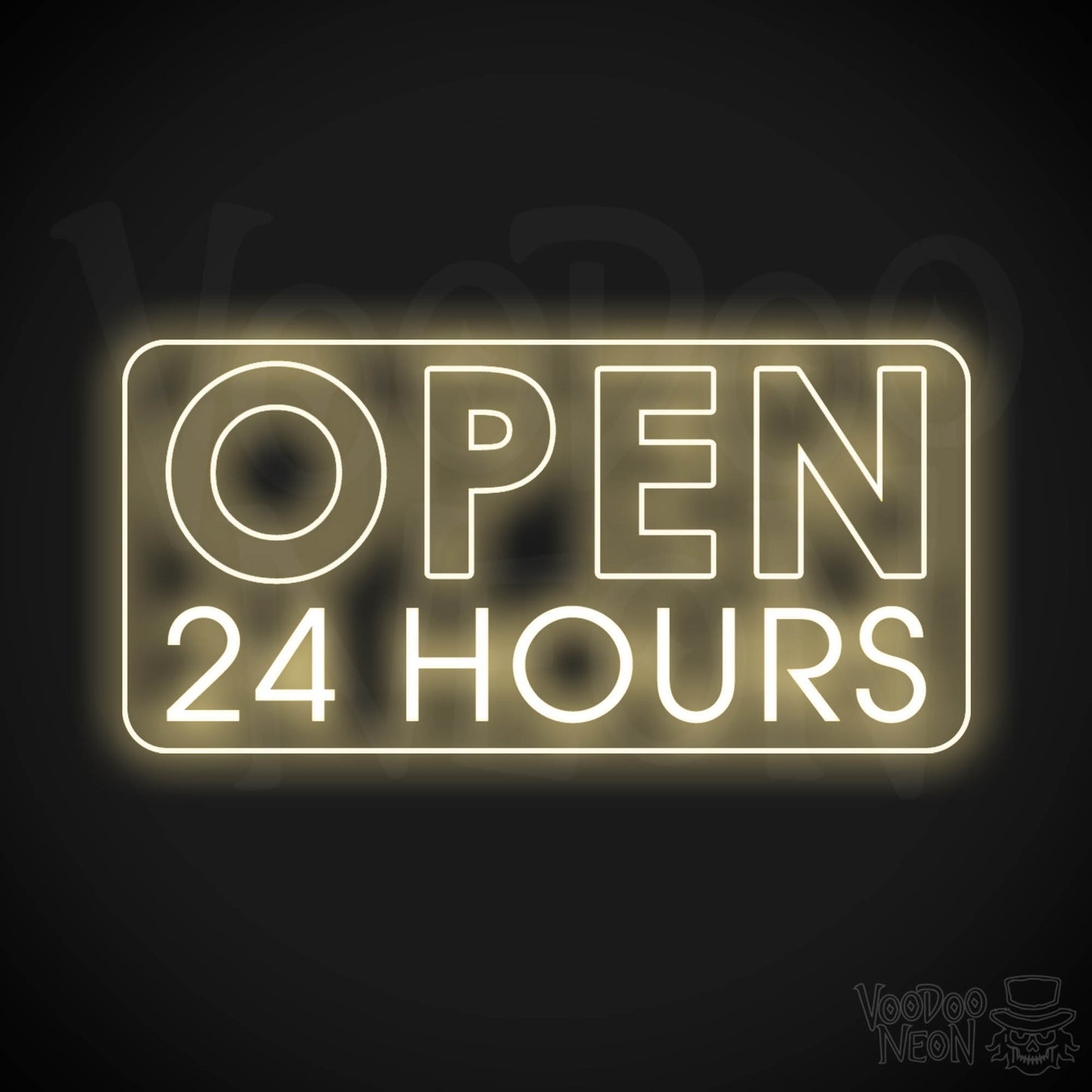 Open 24 Hours Neon Sign - Neon Open 24 Hours Sign - Shop Signs - Color Warm White