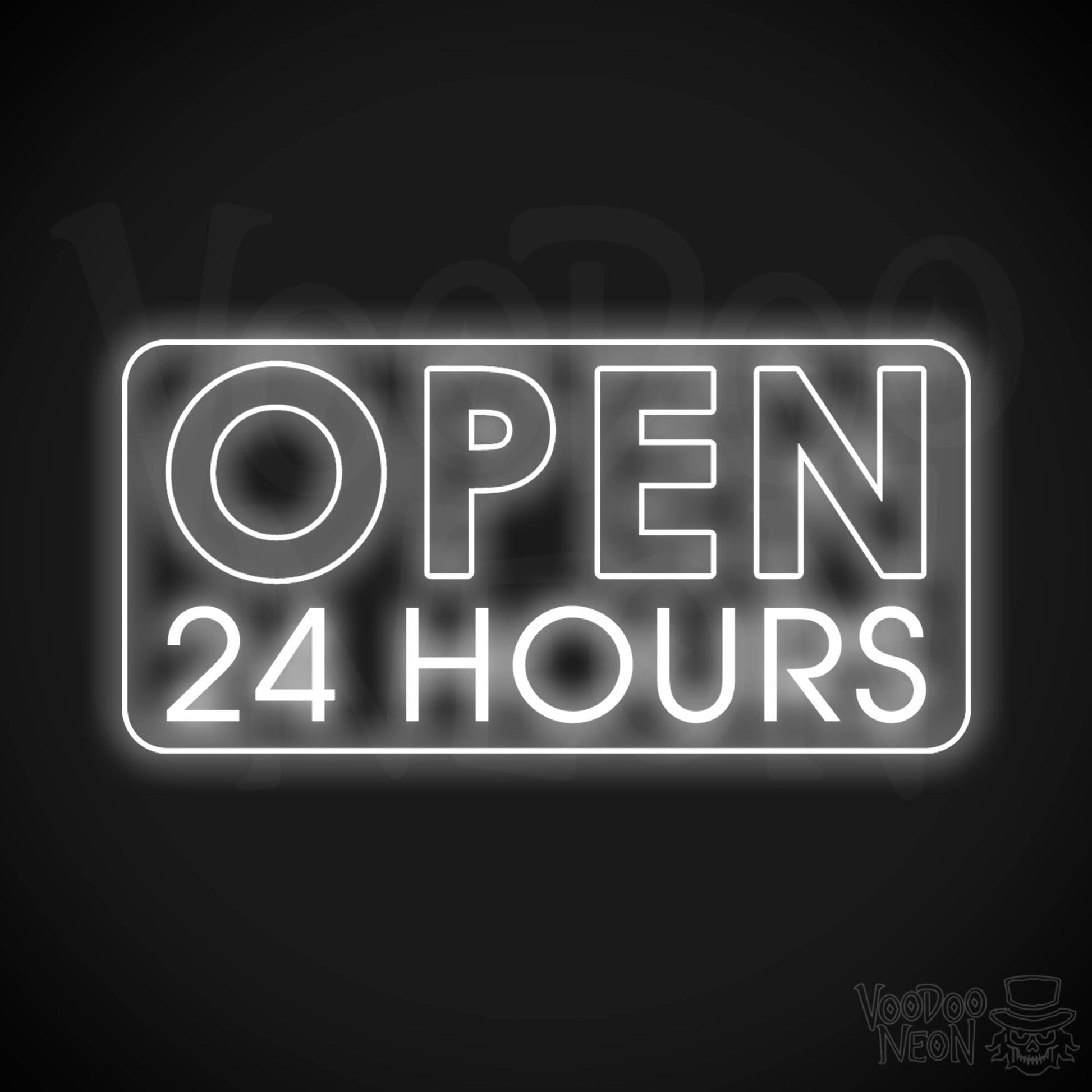 Open 24 Hours Neon Sign - Neon Open 24 Hours Sign - Shop Signs - Color White