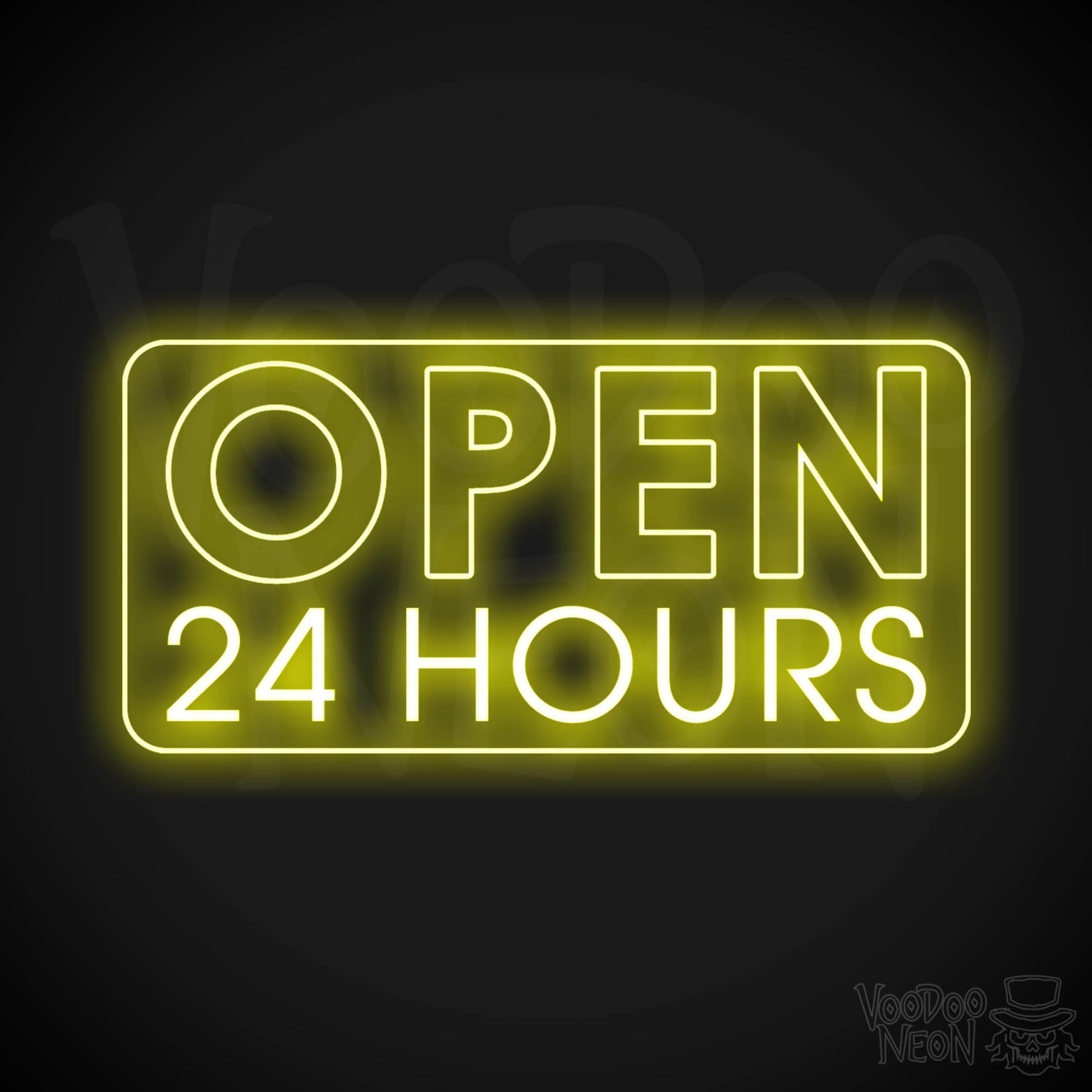 Open 24 Hours Neon Sign - Neon Open 24 Hours Sign - Shop Signs - Color Yellow