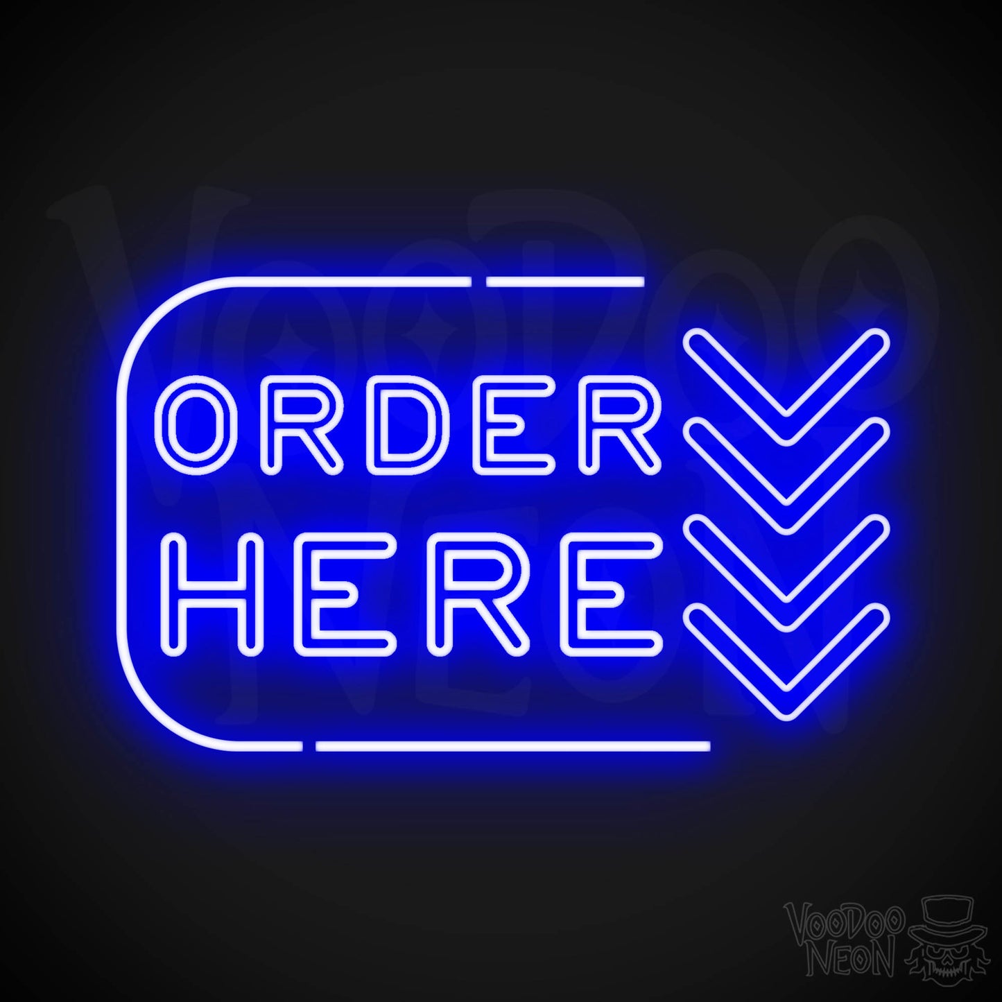 Order Here Neon Sign - Neon Order Here Sign - LED Sign - Color Dark Blue