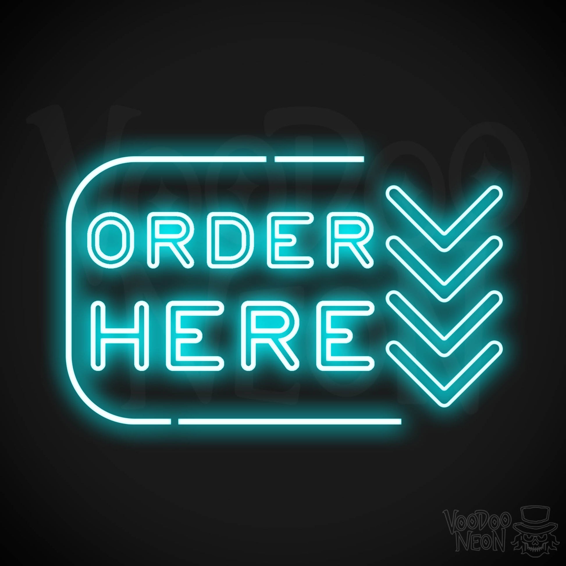Order Here Neon Sign - Neon Order Here Sign - LED Sign - Color Ice Blue
