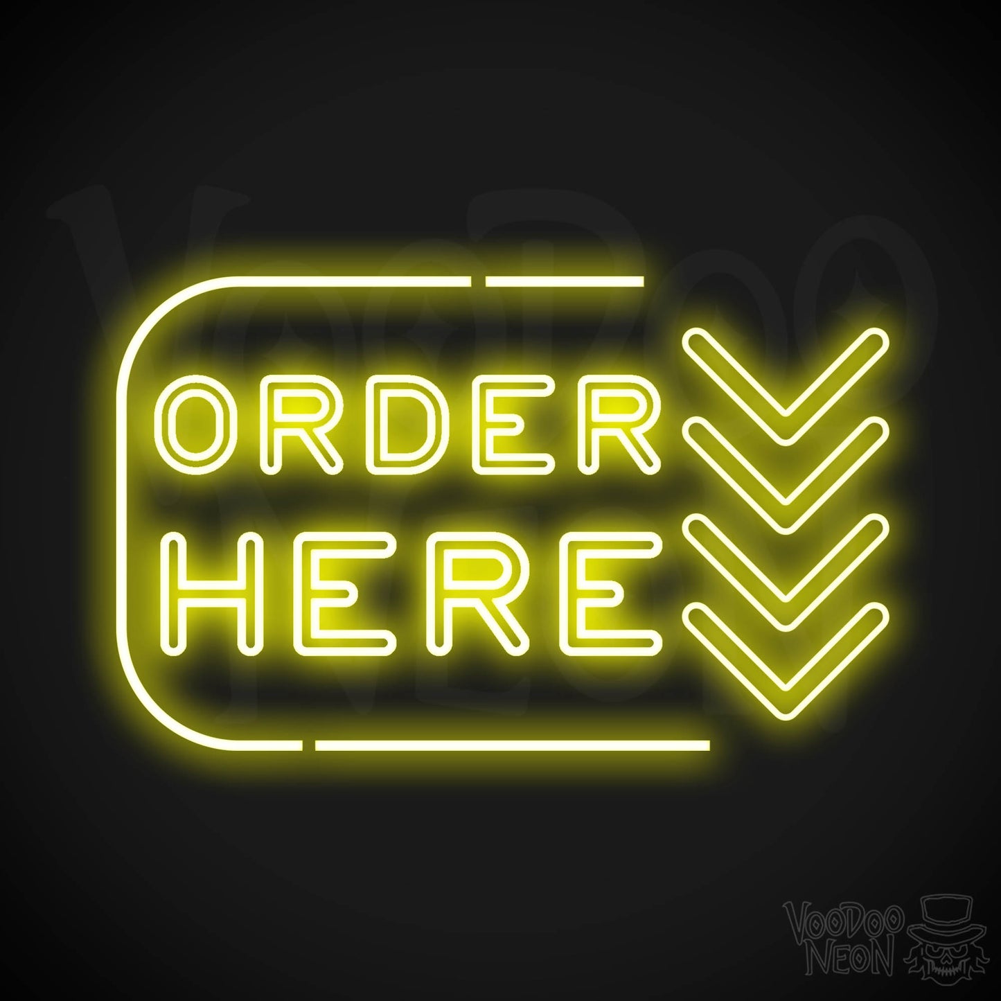 Order Here Neon Sign - Neon Order Here Sign - LED Sign - Color Yellow