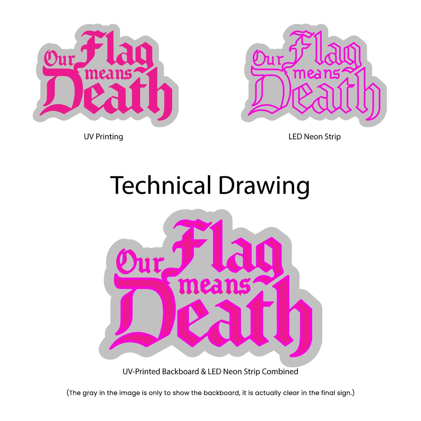 Our Flag Means Death Neon Sign - Multi-Color - Technical Drawing