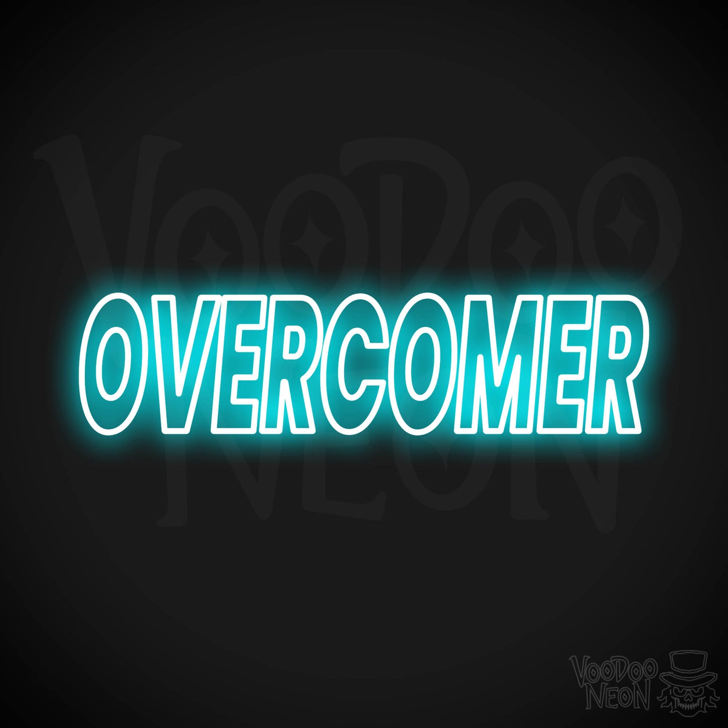 Overcomer Neon Sign - Ice Blue