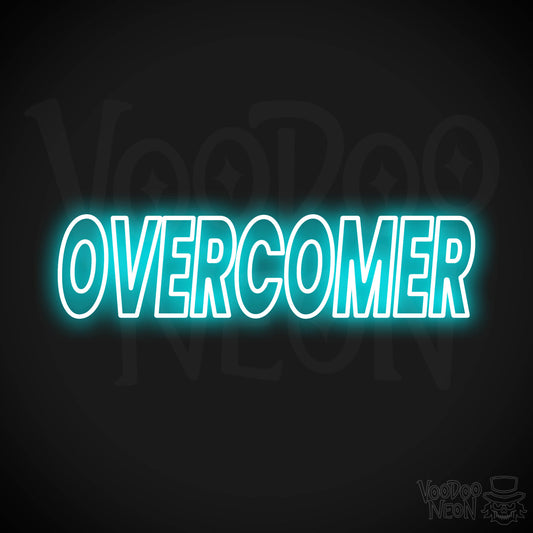 Overcomer Neon Sign - Ice Blue