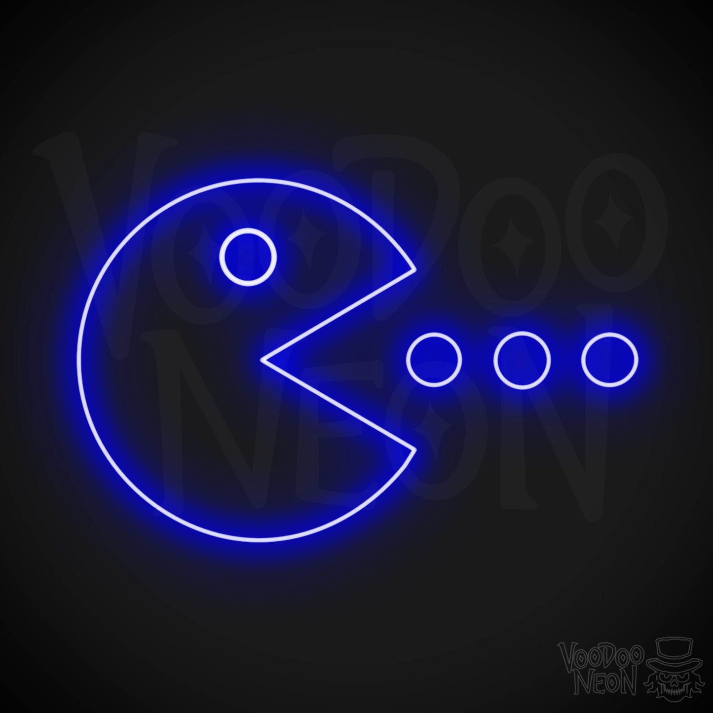 Pacman Neon Sign - Neon Pacman Art - Pacman Wall Art - Pacman Sign - Color Dark Blue