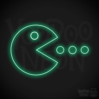 Pacman Neon Sign - Neon Pacman Art - Pacman Wall Art - Pacman Sign - Color Green