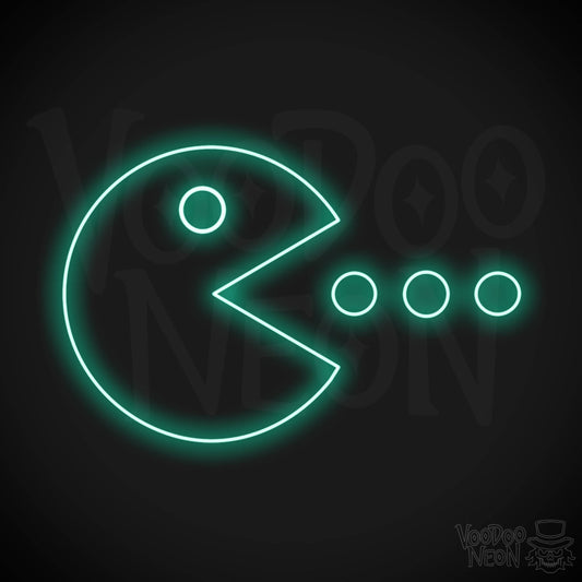 Pacman Neon Sign - Neon Pacman Art - Pacman Wall Art - Pacman Sign - Color Light Green