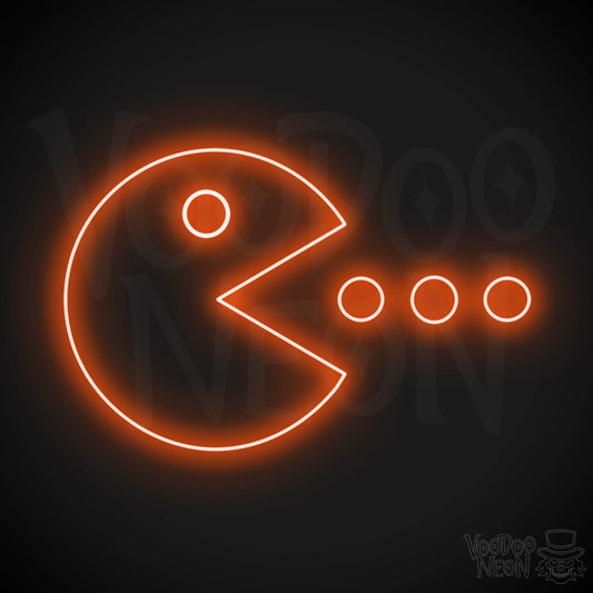 Pacman Neon Sign - Neon Pacman Art - Pacman Wall Art - Pacman Sign - Color Orange