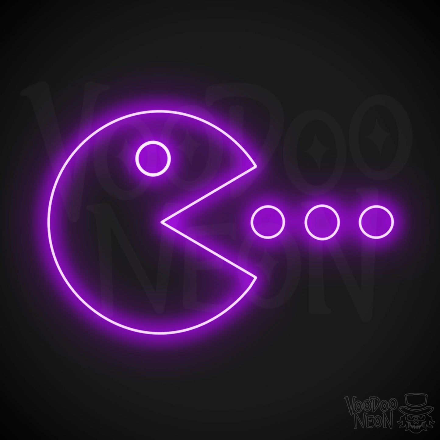 Pacman Neon Sign - Neon Pacman Art - Pacman Wall Art - Pacman Sign - Color Purple