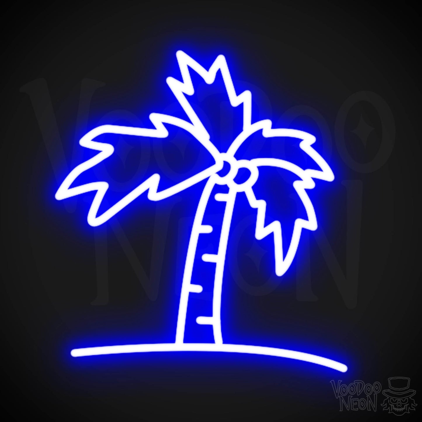 Palm Tree Neon Sign - Neon Palm Tree Wall Art - Color Dark Blue