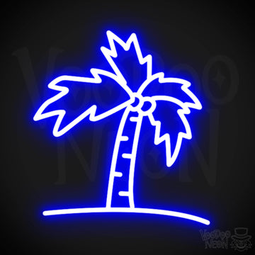 Palm Tree Neon Sign - Neon Palm Tree Wall Art - Color Dark Blue