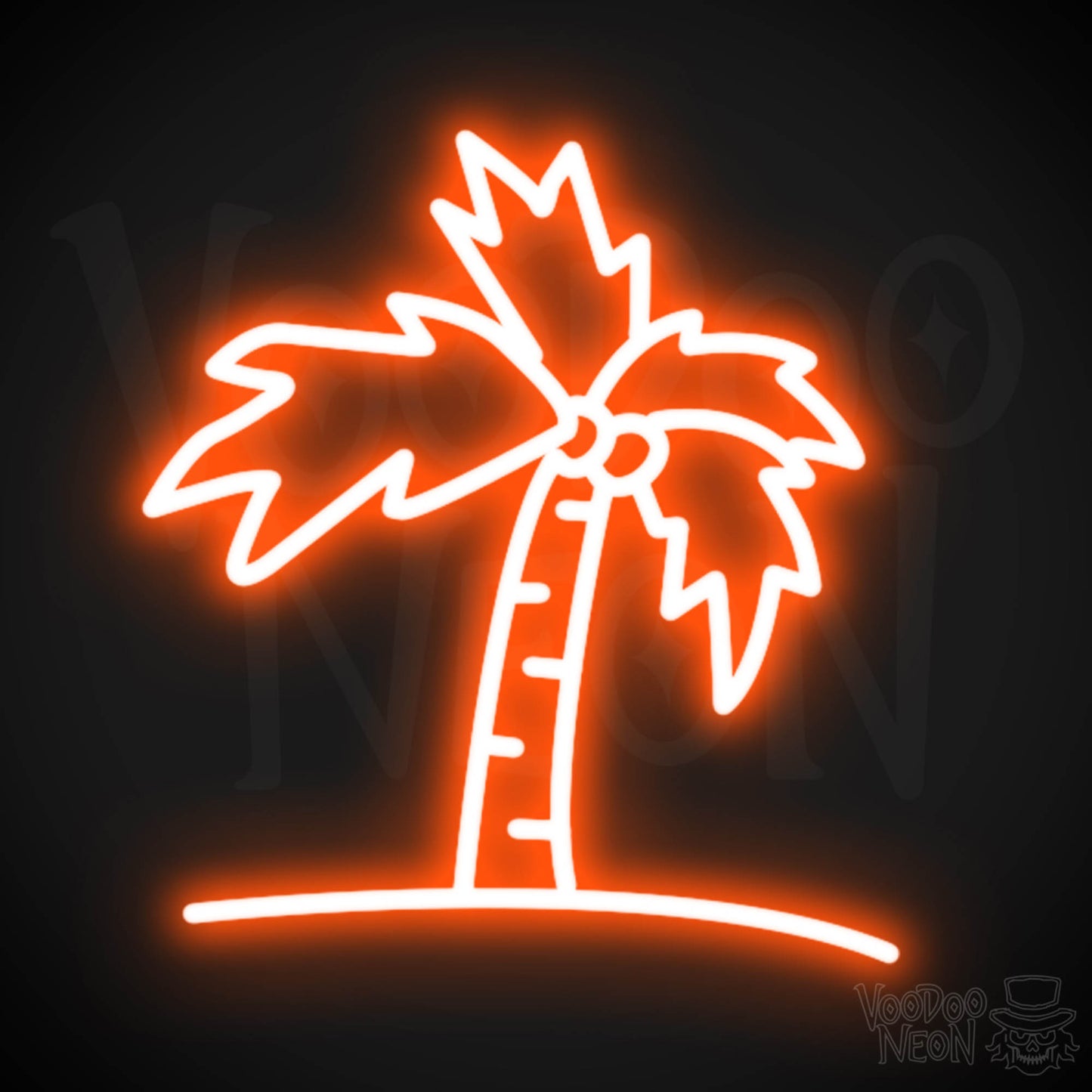 Palm Tree Neon Sign - Neon Palm Tree Wall Art - Color Orange