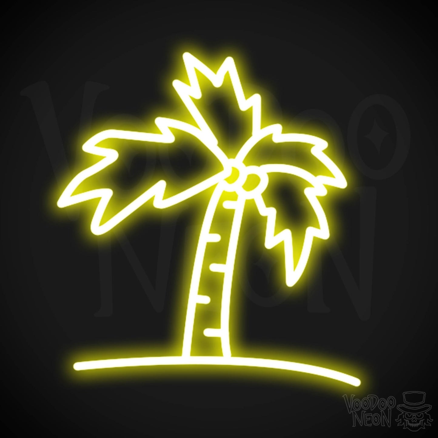 Palm Tree Neon Sign - Neon Palm Tree Wall Art - Color Yellow