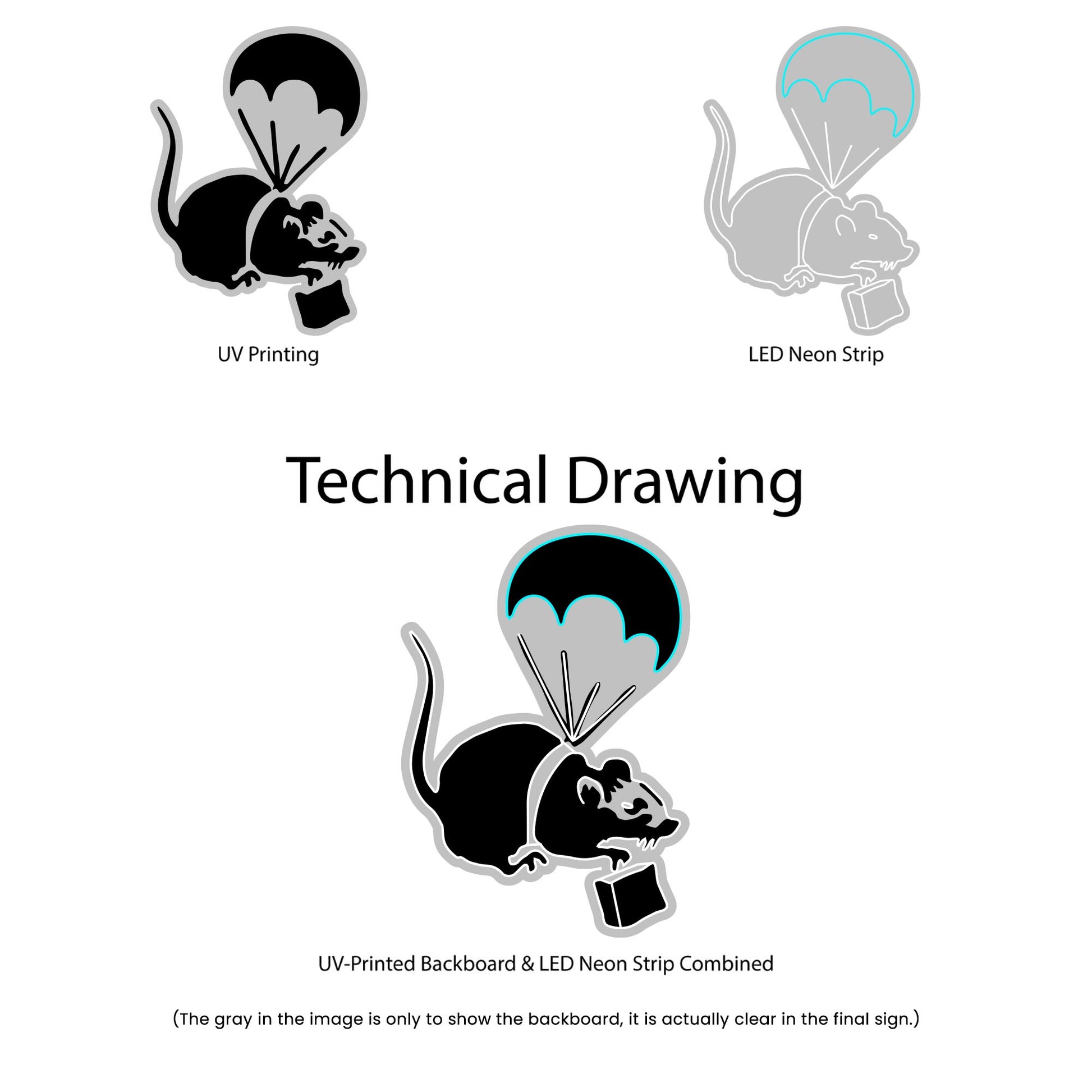 Technical Drawing Banksy Parachuting Rat