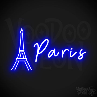 Paris Neon Sign - Neon Paris Sign - Wall Art - Color Dark Blue
