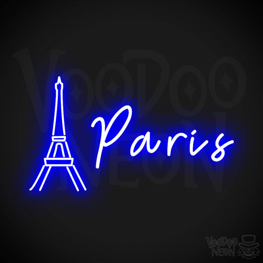 Paris Neon Sign - Neon Paris Sign - Wall Art - Color Dark Blue